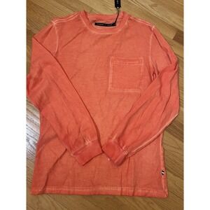 Edgar + Ash Men's Long Sleeve T-Shirt With Pocket Orange Small